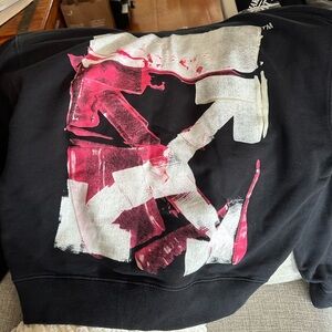 Off-White Black Sweatshirt with Pink and White Design
